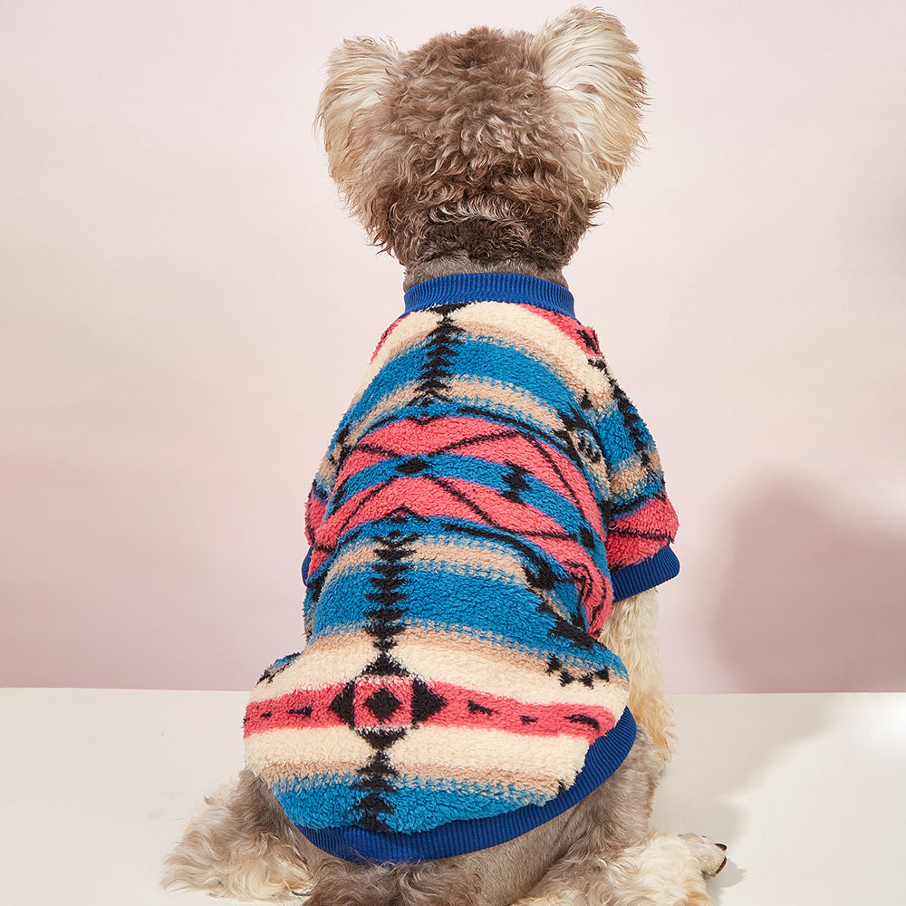 Dog Clothes Cute Stripes Fleece Sweatshirt Clothes - Pimmbi