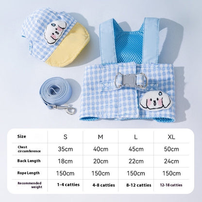Pet Dog Cat Hat Outdoor Sunshade Anti-strangulation Hand Holding Rope Chest Strap - Pimmbi