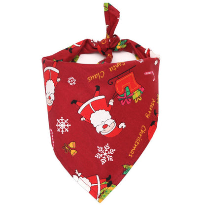 Pet Dog Christmas Print Triangle Scarf - Pimmbi