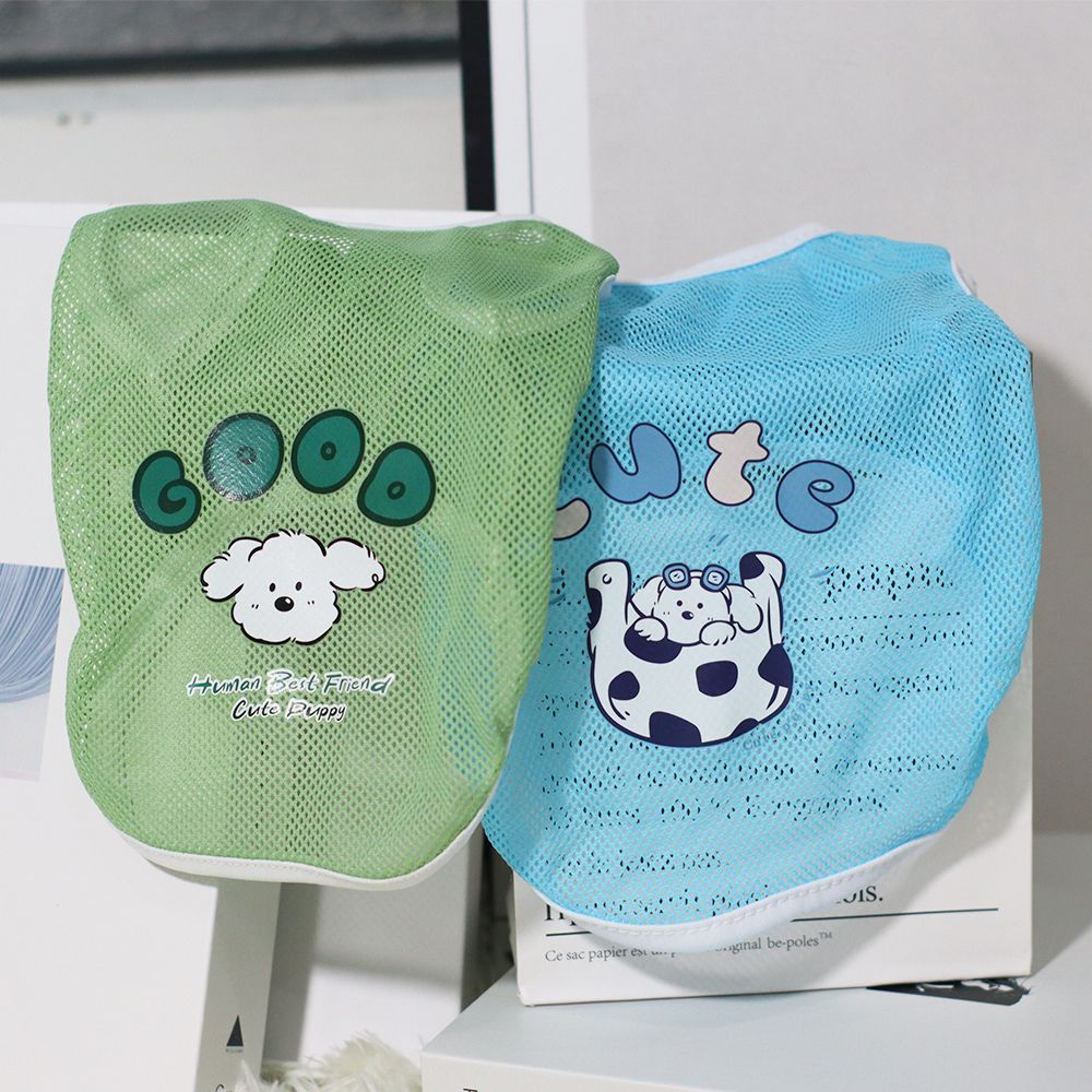 Spring And Summer Grid Pet Cute Cartoon Printed Vest - Pimmbi