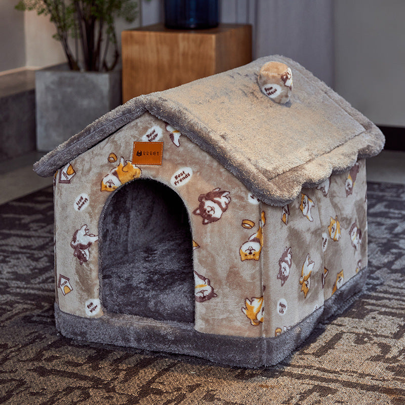 Foldable Dog House Pet Cat Bed Winter Dog Villa Sleep Kennel Removable Nest Warm Enclosed Cave Sofa Pets Supplies - Pimmbi