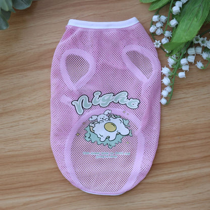 Spring And Summer Grid Pet Cute Cartoon Printed Vest - Pimmbi