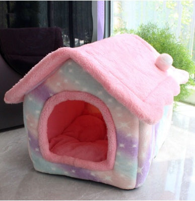 Foldable Dog House Pet Cat Bed Winter Dog Villa Sleep Kennel Removable Nest Warm Enclosed Cave Sofa Pets Supplies - Pimmbi