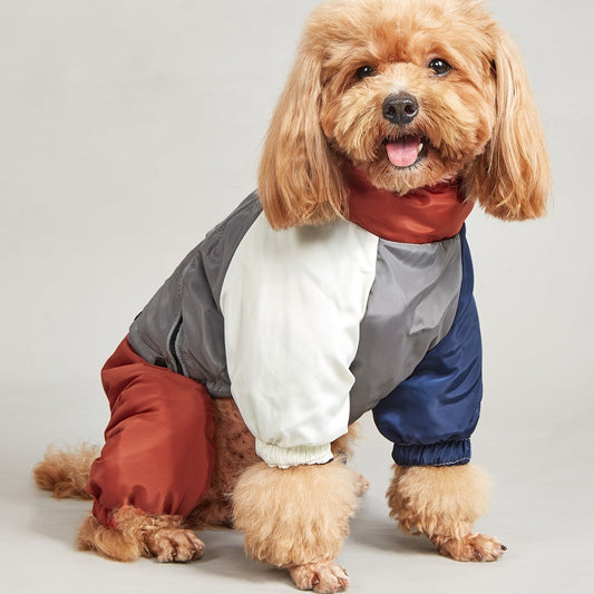 Pet Winter Color Matching Cotton-padded Clothes Dog Medium Large Dog Warm And Comfortable - Pimmbi