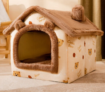 Foldable Dog House Pet Cat Bed Winter Dog Villa Sleep Kennel Removable Nest Warm Enclosed Cave Sofa Pets Supplies - Pimmbi