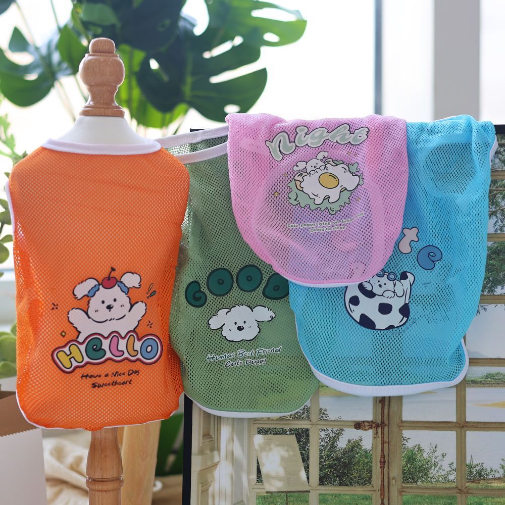 Spring And Summer Grid Pet Cute Cartoon Printed Vest - Pimmbi