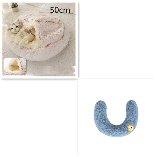 2 In 1 Dog And Cat Bed Pet Winter Bed Round Plush Warm Bed House Soft Long Plush Pets Bed Pet Products - Pimmbi