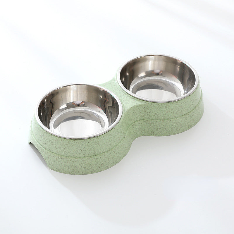 Double Pet Bowls Dog Food Water Feeder Stainless Steel Pet Drinking Dish Feeder Cat Puppy Feeding Supplies Small Dog Accessories - Pimmbi