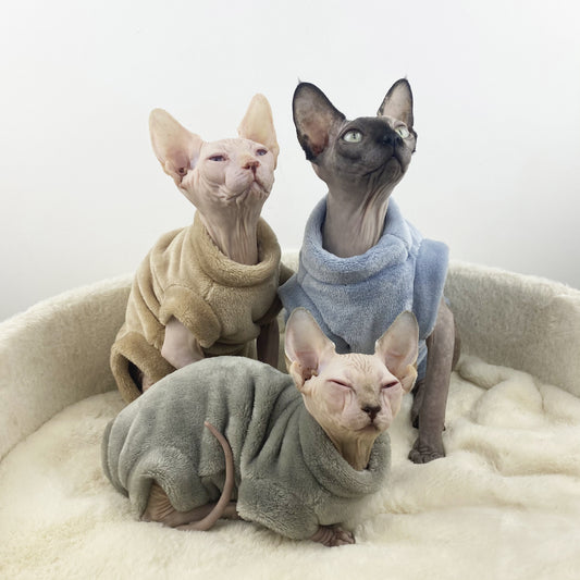 Sphinx Hairless Cat Flannel Thermal Four-legged Jacket - Pimmbi