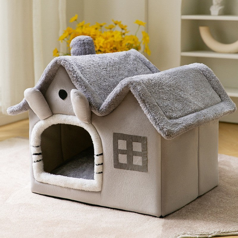 Foldable Dog House Pet Cat Bed Winter Dog Villa Sleep Kennel Removable Nest Warm Enclosed Cave Sofa Pets Supplies - Pimmbi