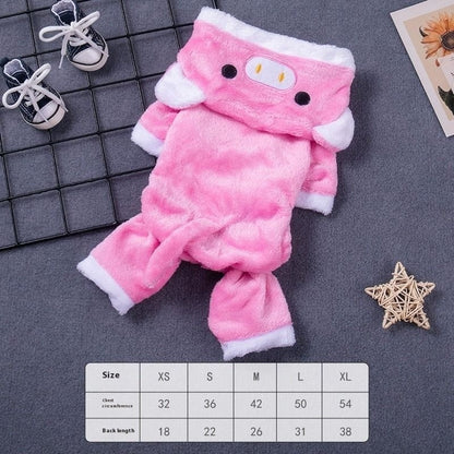 Fleece-lined Thermal Coral Fleece Pig Pet Costume Cat Clothes Small Dog - Pimmbi
