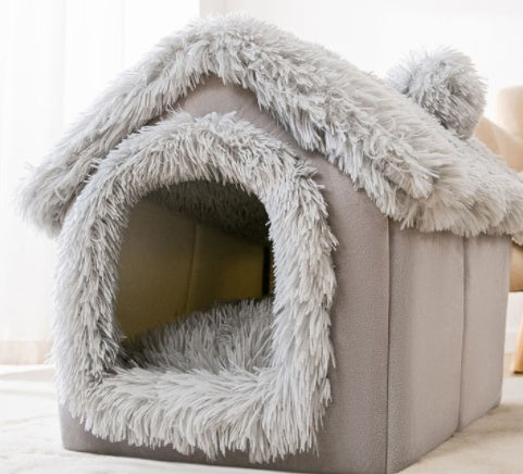 Foldable Dog House Pet Cat Bed Winter Dog Villa Sleep Kennel Removable Nest Warm Enclosed Cave Sofa Pets Supplies - Pimmbi