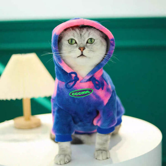 Pet Dog Tide Brand Warm And Thickened Tie Dyed Sweatshirt - Pimmbi