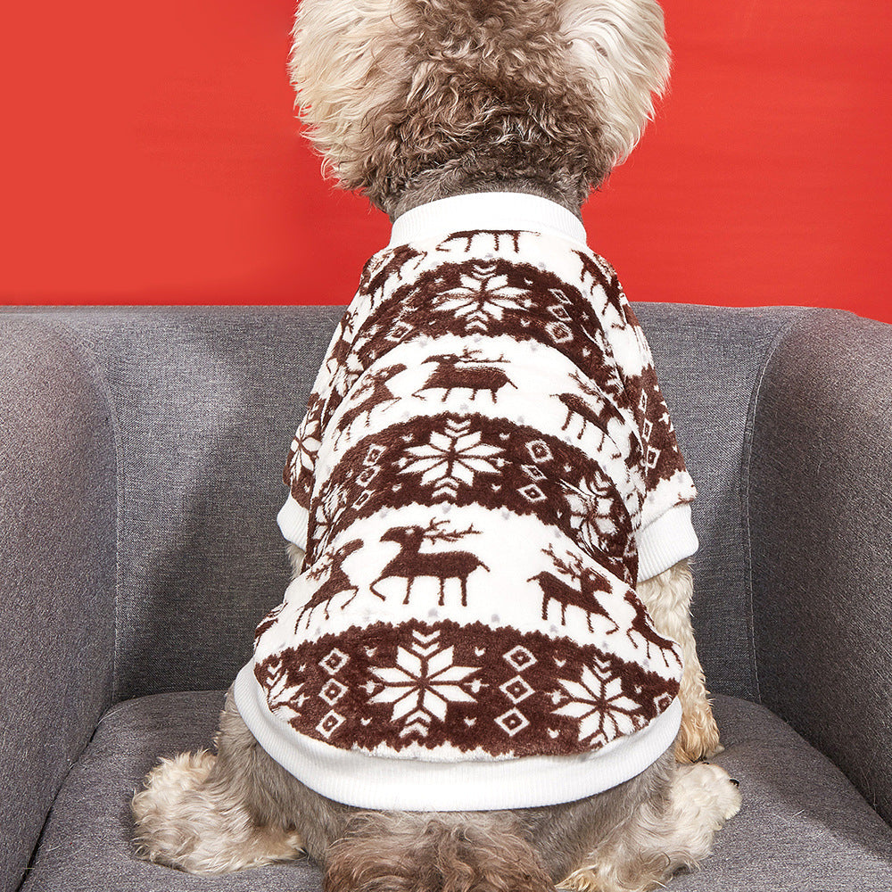 Christmas Pet Sweater Plush Thick T-Shirt - Pimmbi