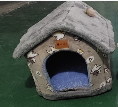 Foldable Dog House Pet Cat Bed Winter Dog Villa Sleep Kennel Removable Nest Warm Enclosed Cave Sofa Pets Supplies - Pimmbi