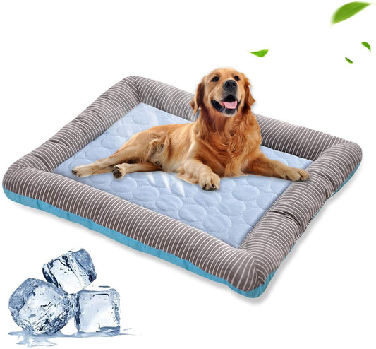 Pet Cooling Pad Bed For Dogs Cats Puppy Kitten Cool Mat Pet Blanket Ice Silk Material Soft For Summer Sleeping  Blue Breathable - Pimmbi