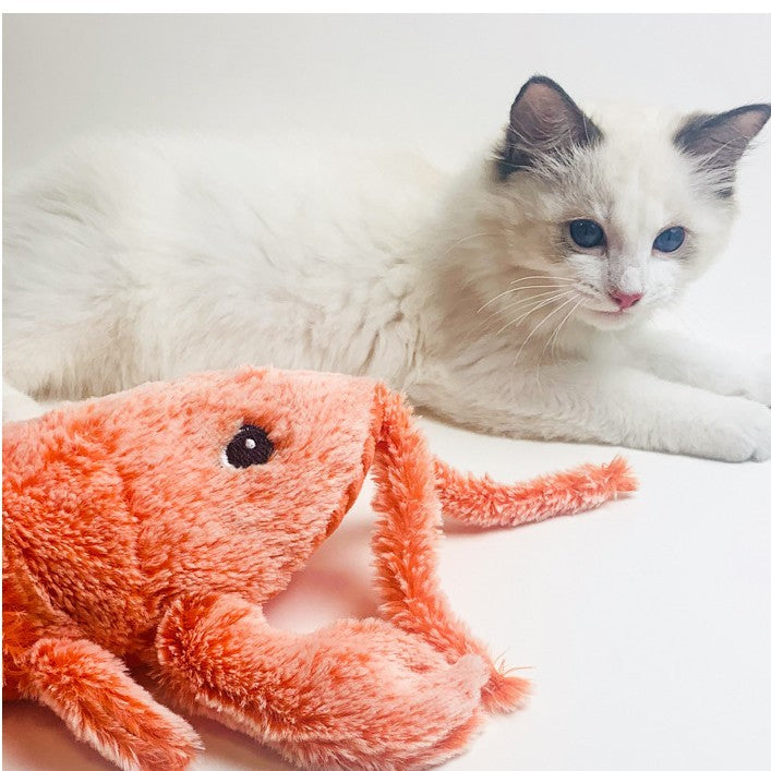 Pet Toys Electric Jumping Shrimp USB Charging Simulation Lobster Funny Cat Plush Pets Toy - Pimmbi
