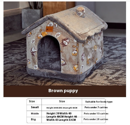 Foldable Dog House Pet Cat Bed Winter Dog Villa Sleep Kennel Removable Nest Warm Enclosed Cave Sofa Pets Supplies - Pimmbi