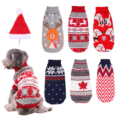 Christmas Turtleneck Knitting Sweater Dog Clothing - Pimmbi