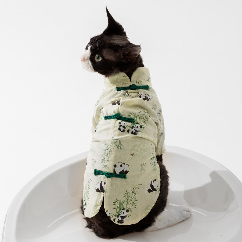 Chinese Style Panda Bamboo Leaf Couple Dress Hairless Cat Skirt - Pimmbi