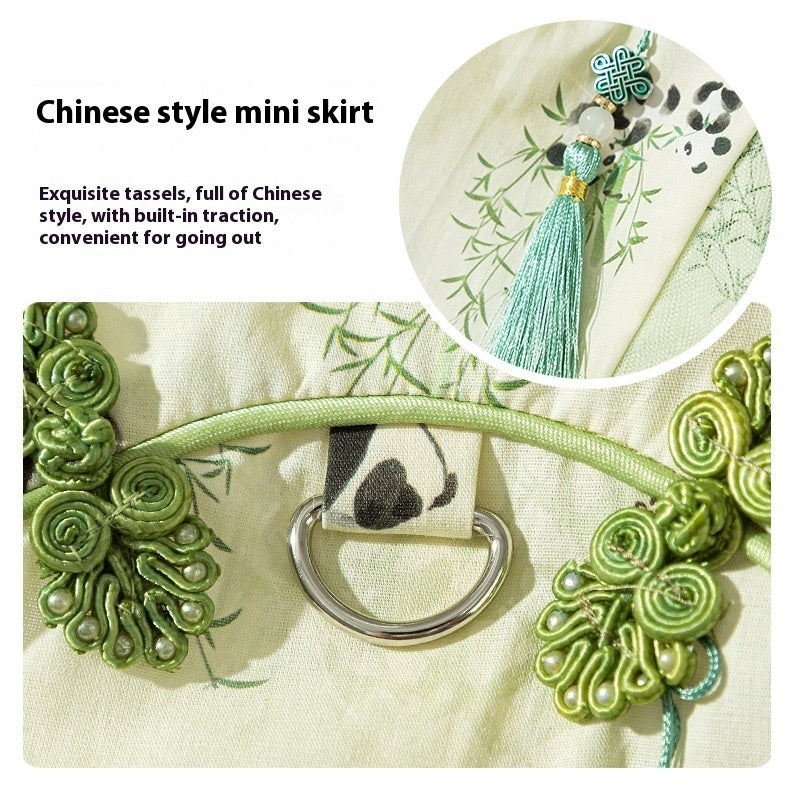 Chinese Style Panda Bamboo Leaf Couple Dress Hairless Cat Skirt - Pimmbi