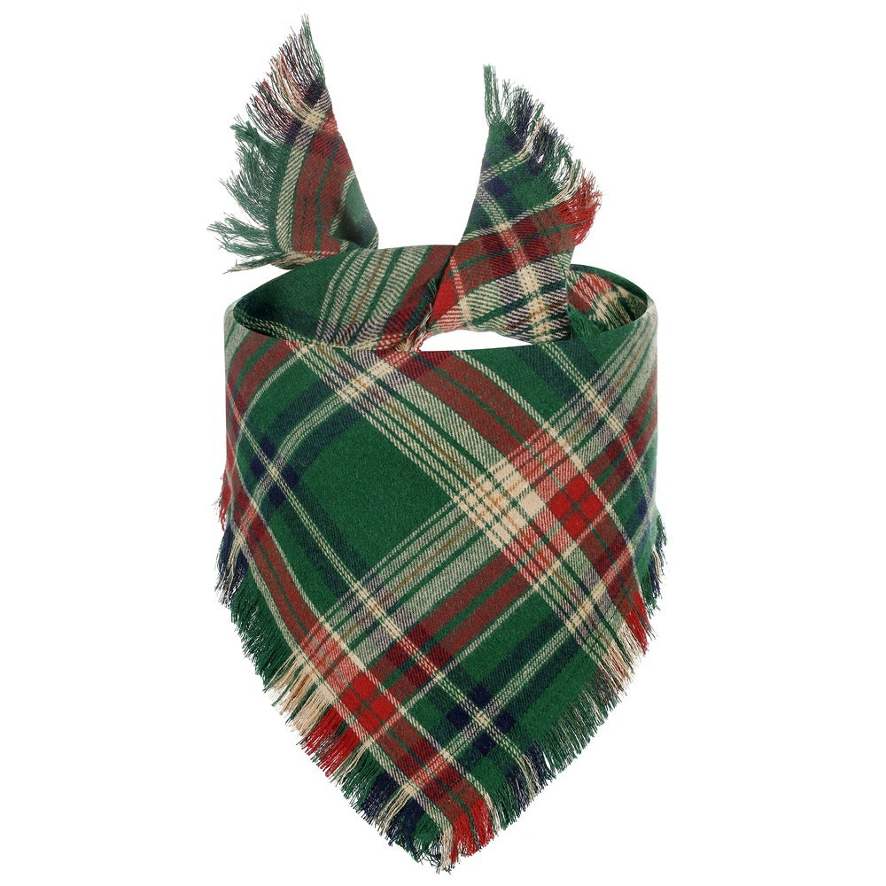 Vivifying Fall Dog Bandana With Tassels Edges Classic Plaid Triangle Dog Apparel Accessories Unny Dog Scarf Costume For Thanksgiving Photo Prop  And Party Decor - Pimmbi