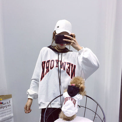 Pet Terry Cotton Casual Hooded Letter Sweatshirt - Pimmbi