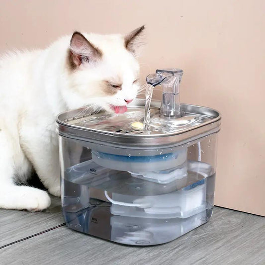 Pet Cat Dog Stainless Steel Automatic Circulation Water Dispenser Intelligent Fountain Pets Accessories - Pimmbi