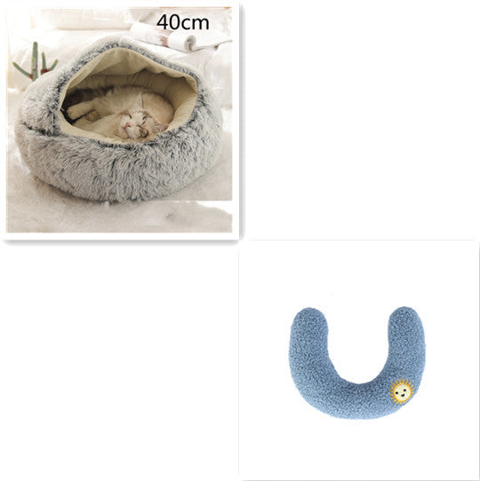 2 In 1 Dog And Cat Bed Pet Winter Bed Round Plush Warm Bed House Soft Long Plush Pets Bed Pet Products - Pimmbi