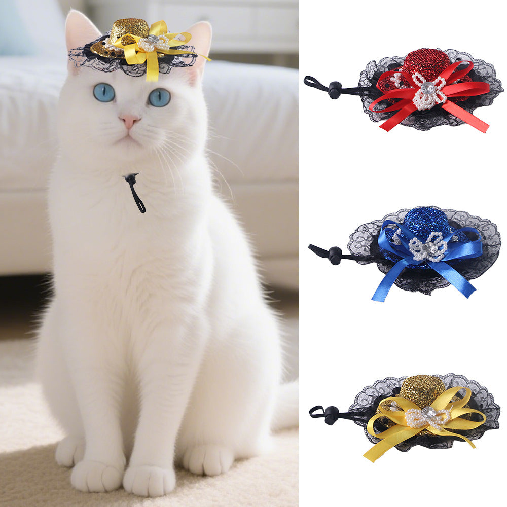 Pet Lace Hat Cat Photo Dress Up Hair Accessories - Pimmbi