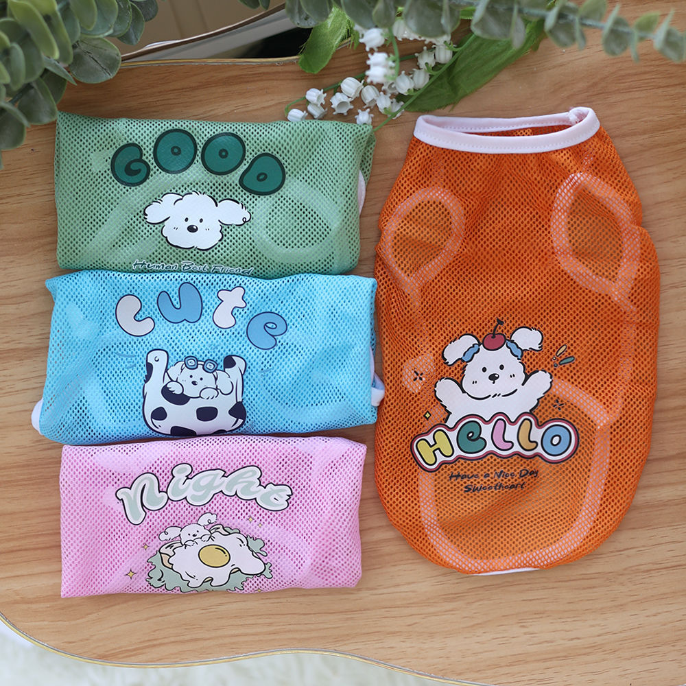 Spring And Summer Grid Pet Cute Cartoon Printed Vest - Pimmbi