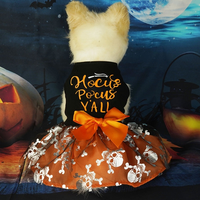 Pet Clothes Halloween Dog Cat Party Decoration Halloween Skull Black Costume - Pimmbi