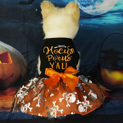 Pet Clothes Halloween Dog Cat Party Decoration Halloween Skull Black Costume - Pimmbi