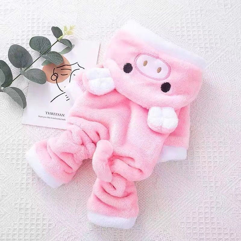 Fleece-lined Thermal Coral Fleece Pig Pet Costume Cat Clothes Small Dog - Pimmbi