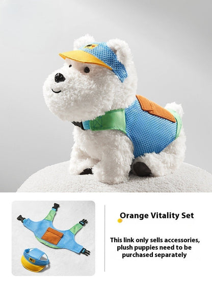 Babycare West Highland Plush Puppy Command Dog Scarf Hat Dog Clothes Set - Pimmbi