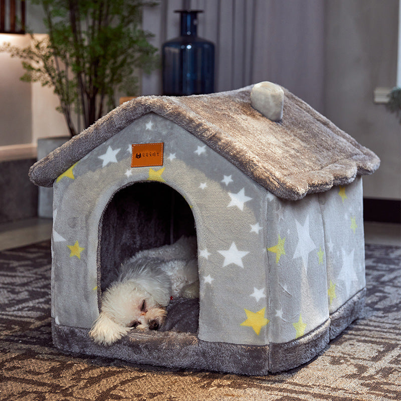 Foldable Dog House Pet Cat Bed Winter Dog Villa Sleep Kennel Removable Nest Warm Enclosed Cave Sofa Pets Supplies - Pimmbi