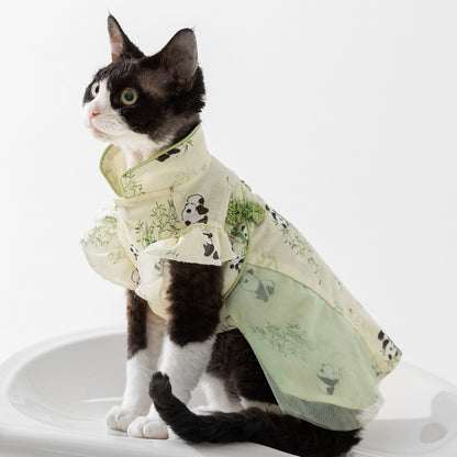Chinese Style Panda Bamboo Leaf Couple Dress Hairless Cat Skirt - Pimmbi