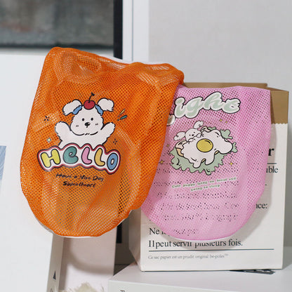 Spring And Summer Grid Pet Cute Cartoon Printed Vest - Pimmbi