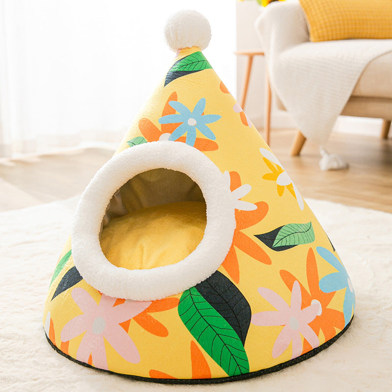 Triangle Yurt House Cat Litter For Cats Enclosed Pet Litter - Pimmbi