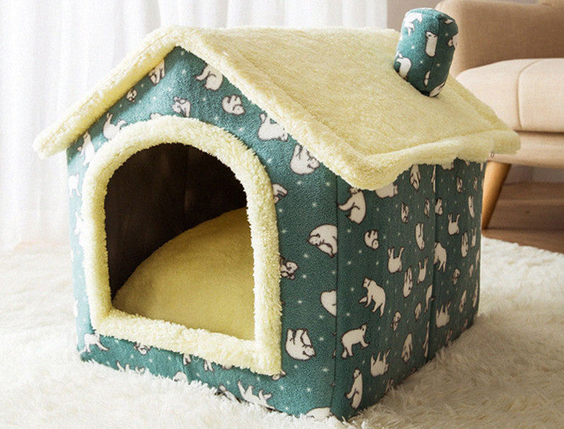 Foldable Dog House Pet Cat Bed Winter Dog Villa Sleep Kennel Removable Nest Warm Enclosed Cave Sofa Pets Supplies - Pimmbi