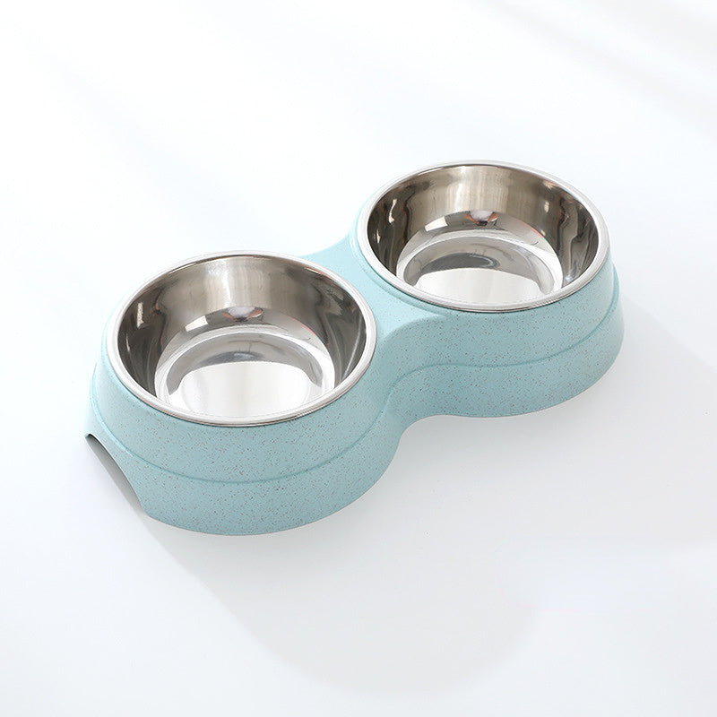 Double Pet Bowls Dog Food Water Feeder Stainless Steel Pet Drinking Dish Feeder Cat Puppy Feeding Supplies Small Dog Accessories - Pimmbi
