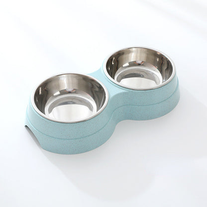 Double Pet Bowls Dog Food Water Feeder Stainless Steel Pet Drinking Dish Feeder Cat Puppy Feeding Supplies Small Dog Accessories - Pimmbi