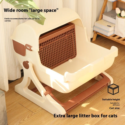 Open Tilting Cat Toilet Extra Large Semi-automatic Litter Box