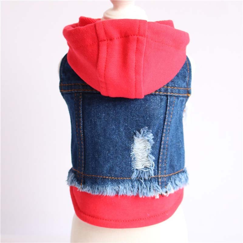 Pet Supplies Denim Dog Knitted Hooded Vest - Pimmbi