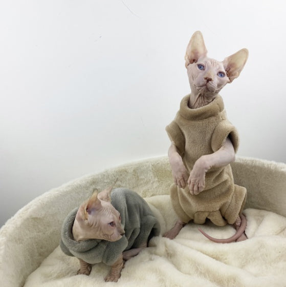 Sphinx Hairless Cat Flannel Thermal Four-legged Jacket - Pimmbi