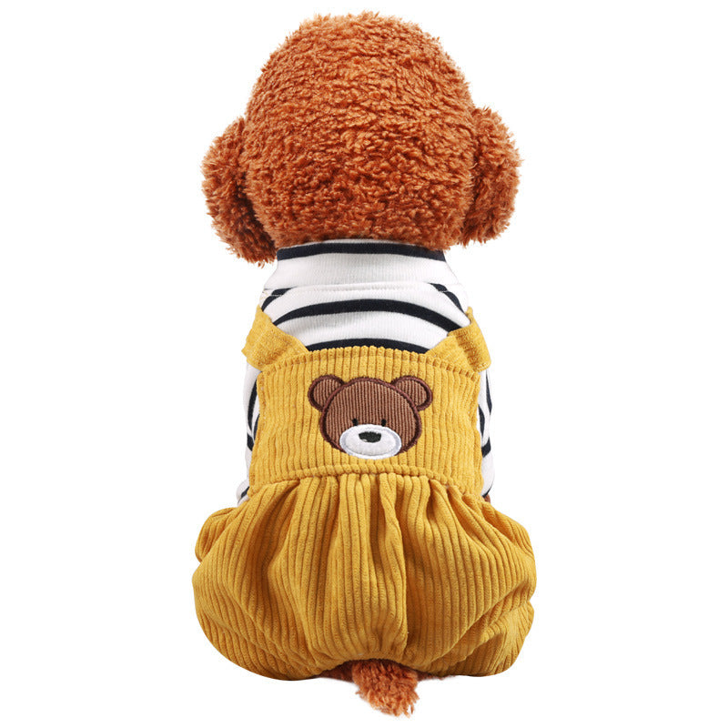Teddy Fleece-lined Puppy Dog Clothing Four-legged Bread Bear Overalls - Pimmbi