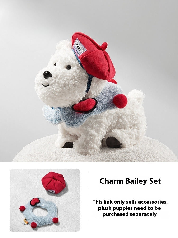 Babycare West Highland Plush Puppy Command Dog Scarf Hat Dog Clothes Set - Pimmbi