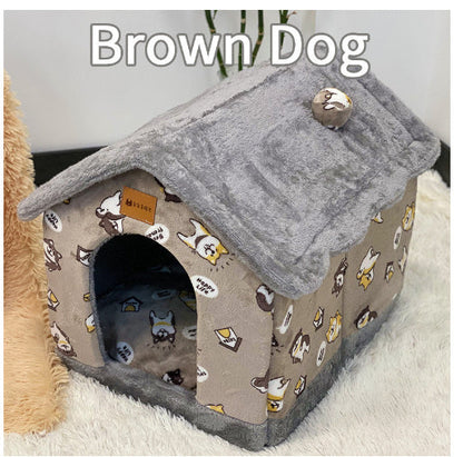 Foldable Dog House Pet Cat Bed Winter Dog Villa Sleep Kennel Removable Nest Warm Enclosed Cave Sofa Pets Supplies - Pimmbi