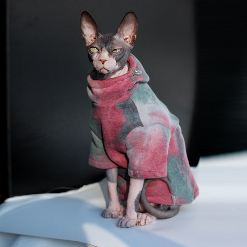 Pet Cats And Dogs Plus Velvet Warmth And Thick Tie-dye Hooded Sweater In Autumn And Winter - Pimmbi