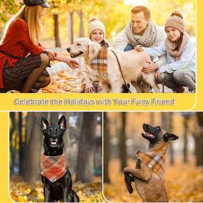 Vivifying Fall Dog Bandana With Tassels Edges Classic Plaid Triangle Dog Apparel Accessories Unny Dog Scarf Costume For Thanksgiving Photo Prop  And Party Decor - Pimmbi